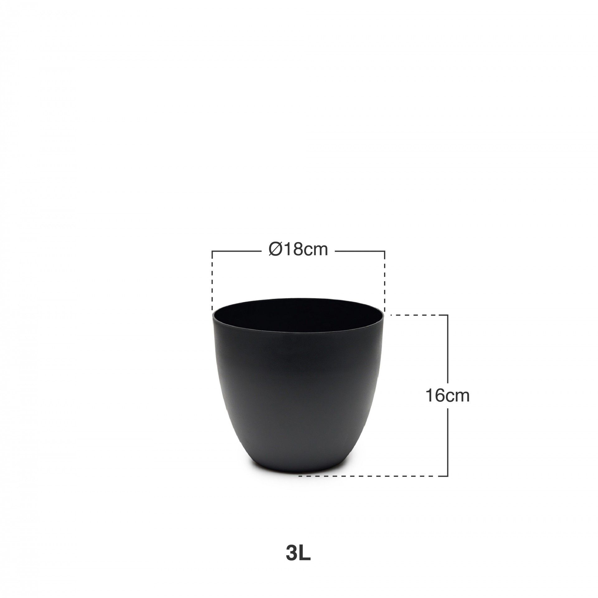 Vaso Plástico Tes Preto Ø18x16cm