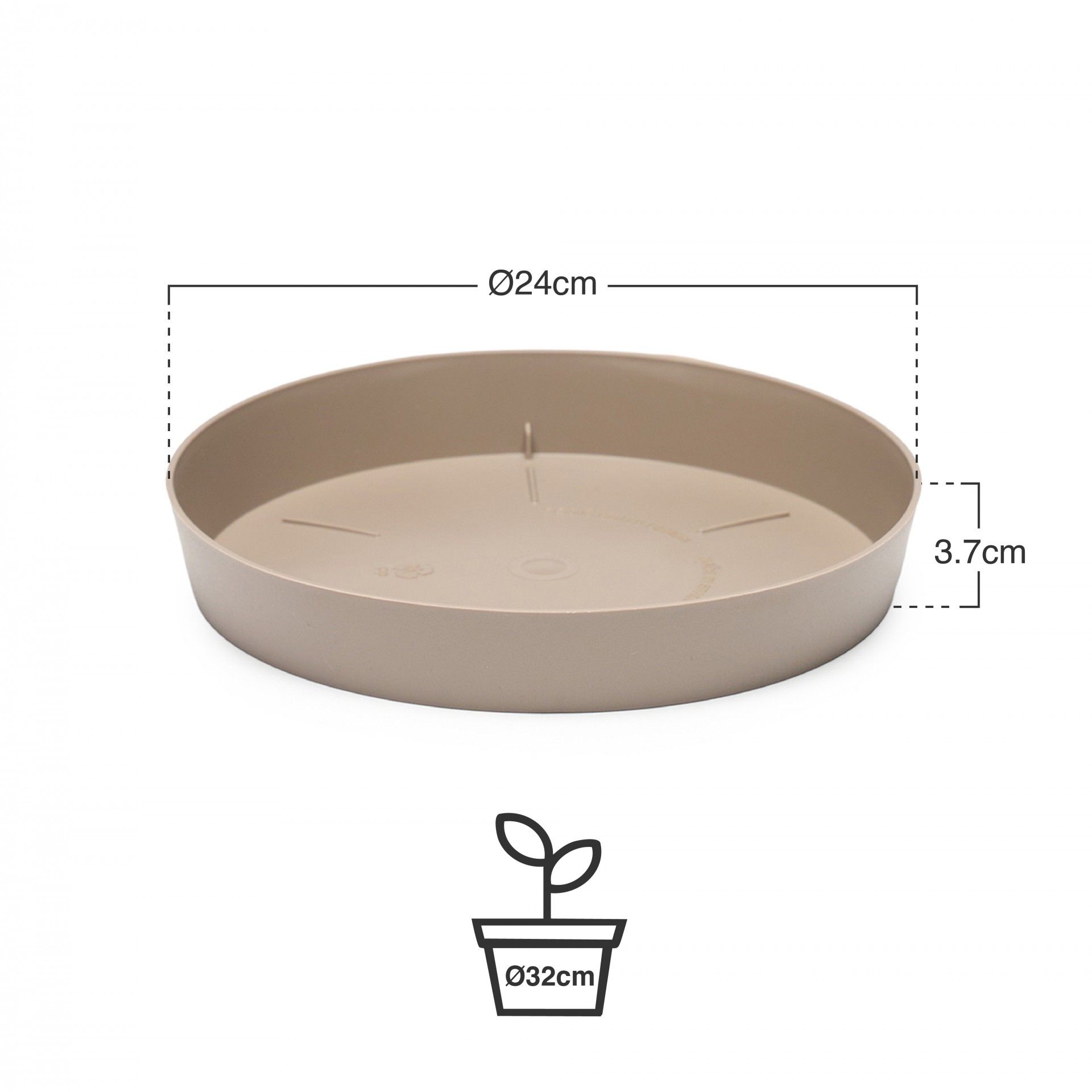 Prato Plastico Tes Redondo Toupe Ø24x3.7cm