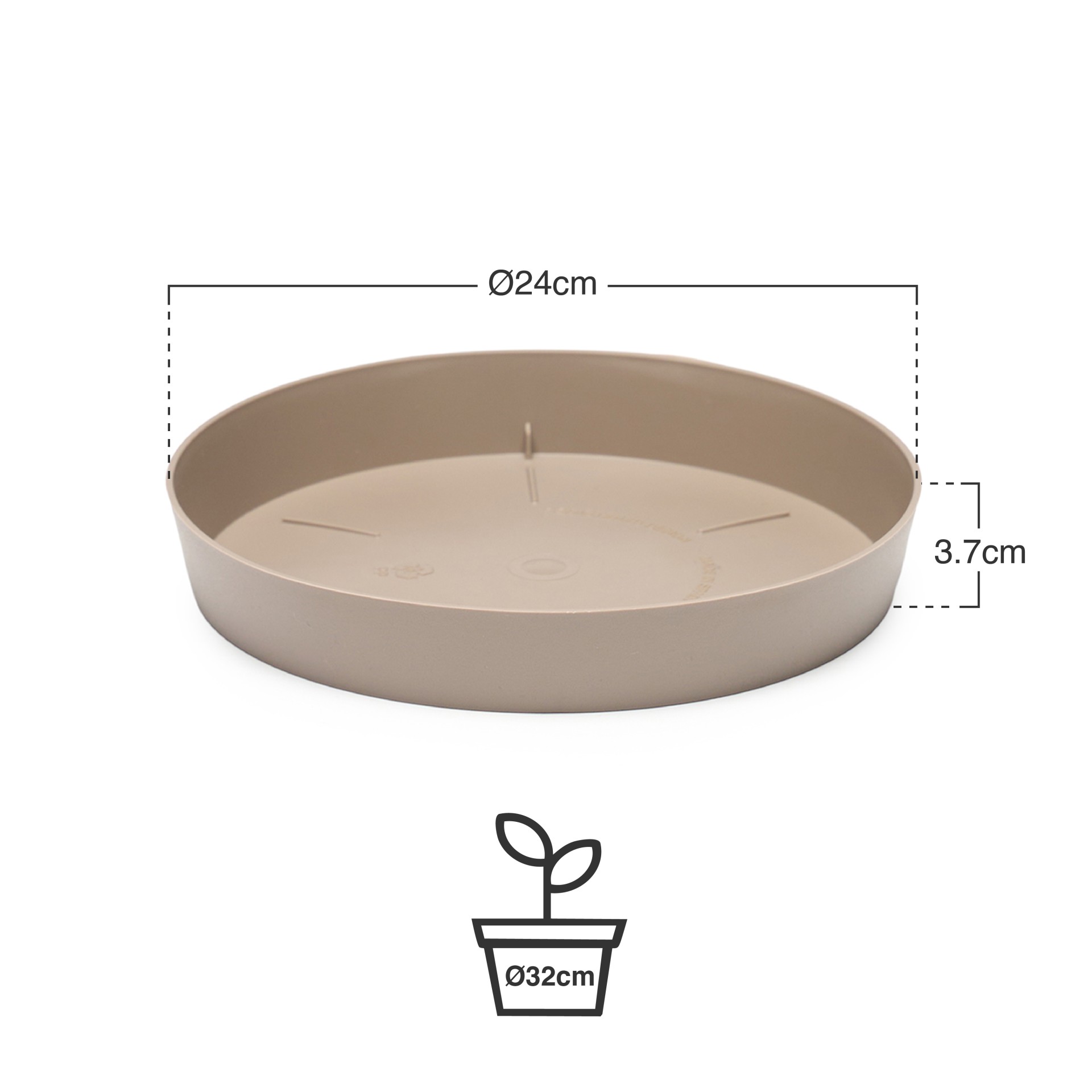 Prato Plastico Tes Redondo Toupe Ø24x3.7cm