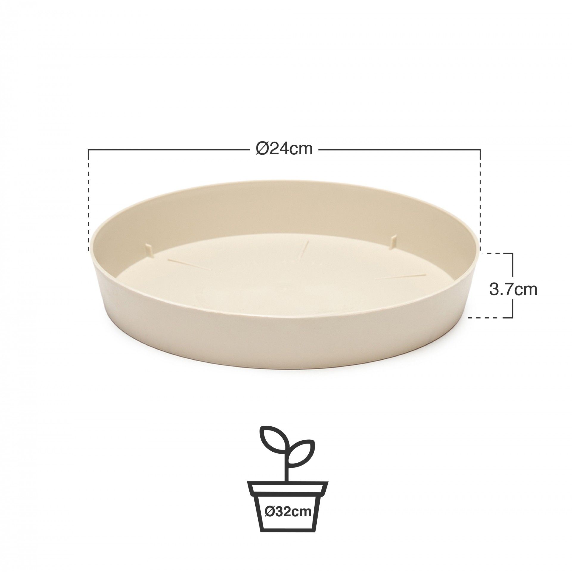 Prato Plastico Tes Redondo Cru Ø24x3.7cm