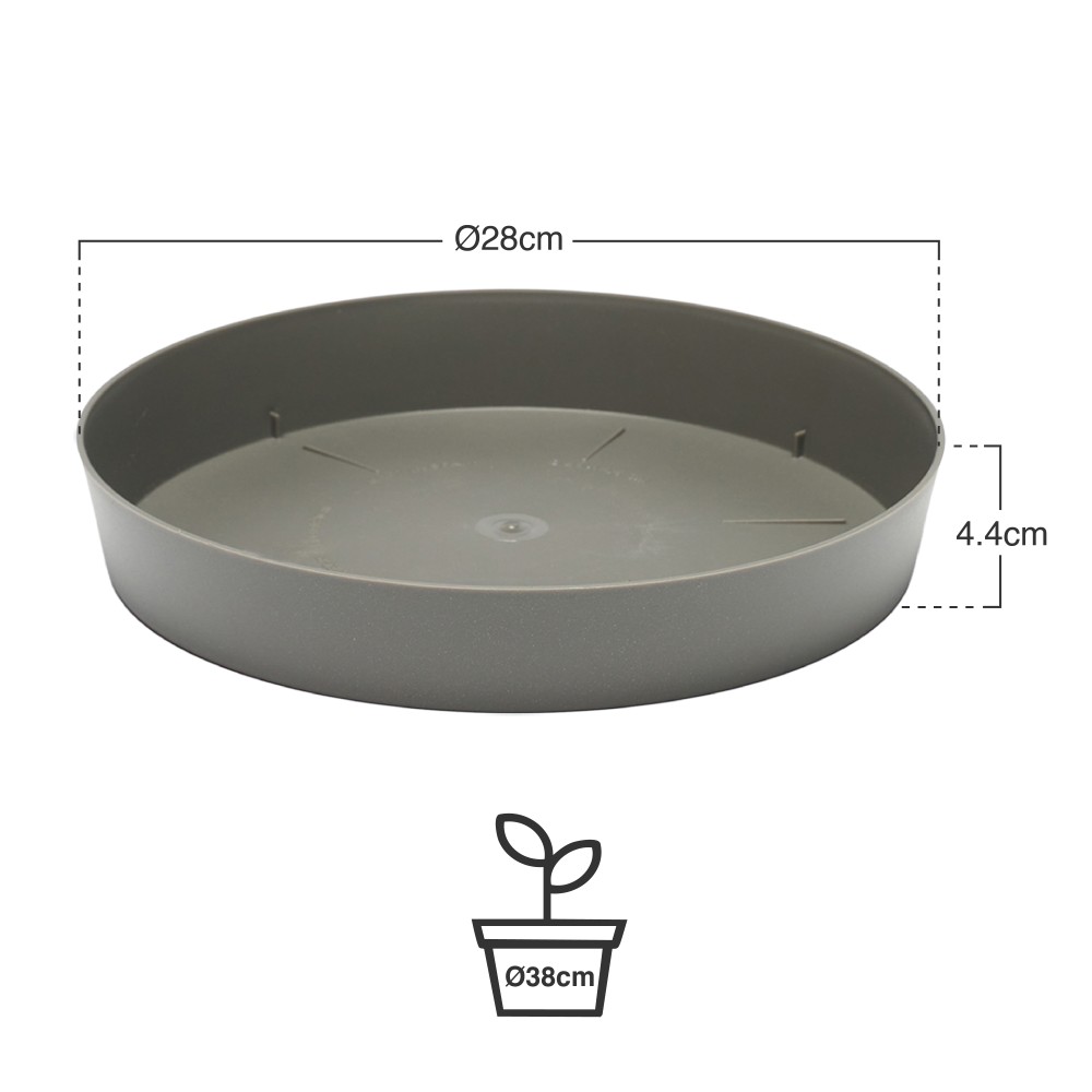 Prato Pl�stico Tes Redondo Antracite �28x4.4cm