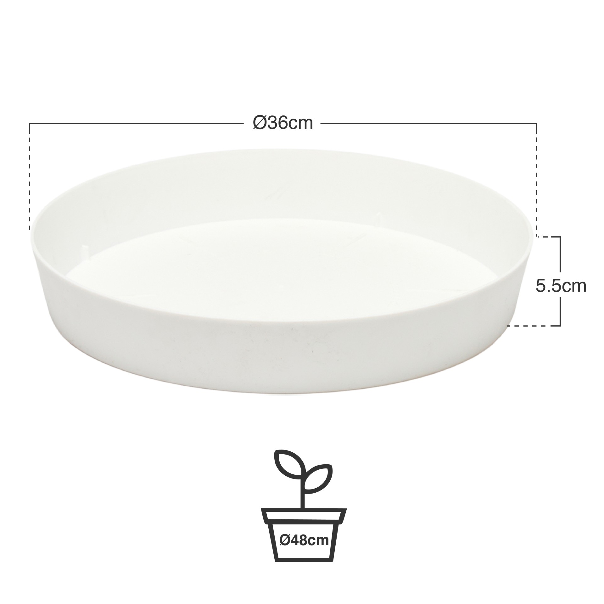 Prato Plástico Tes Redondo Branco Ø36x5.5cm
