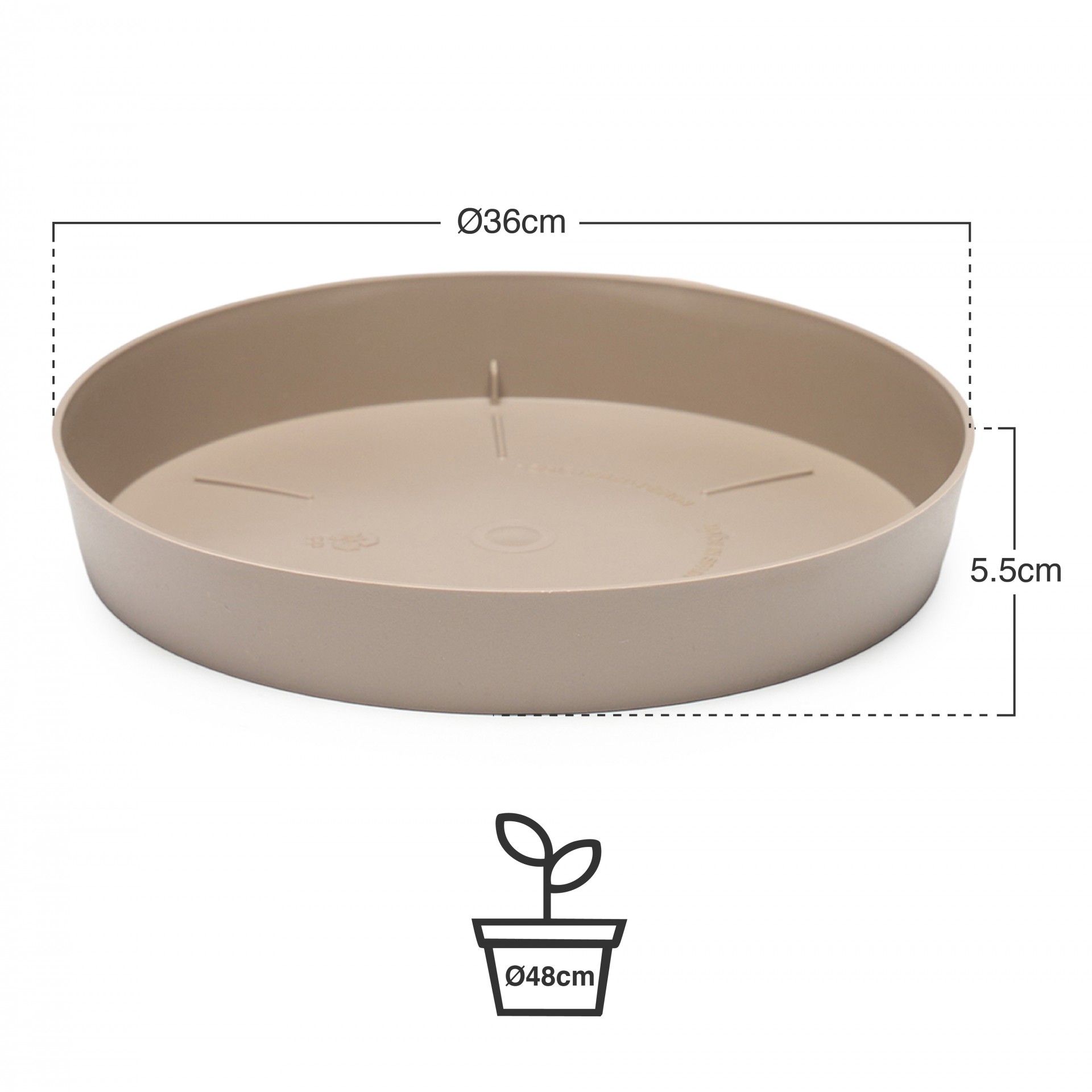Prato Plástico Tes Redondo Taupe Ø36x5.5cm