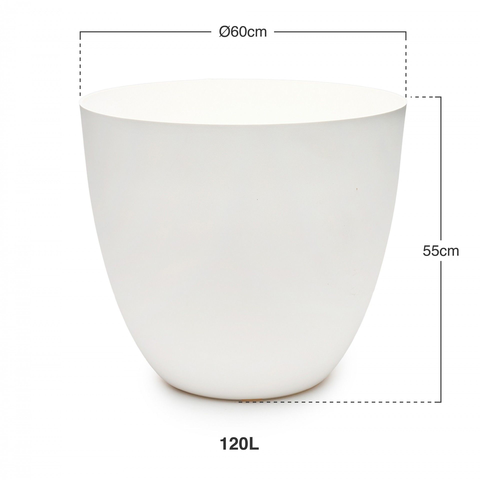 Vaso Plástico Tes Branco Ø60x55cm