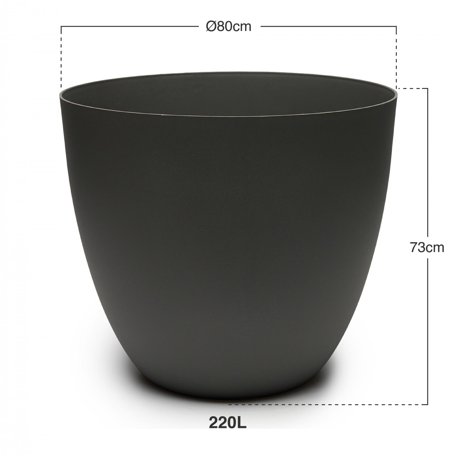 Vaso Plástico Tes Antracite Ø80x73cm