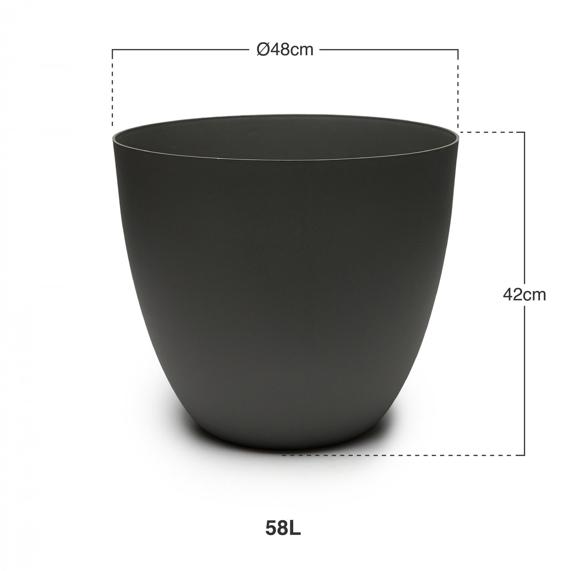 Vaso Plástico Tes Antracite Ø48x42cm
