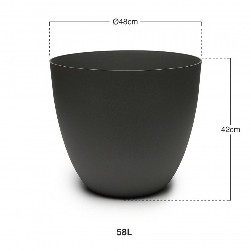 Vaso Plástico Tes Antracite Ø48x42cm Vaso Plástico Tes Antracite Ø48x42cm