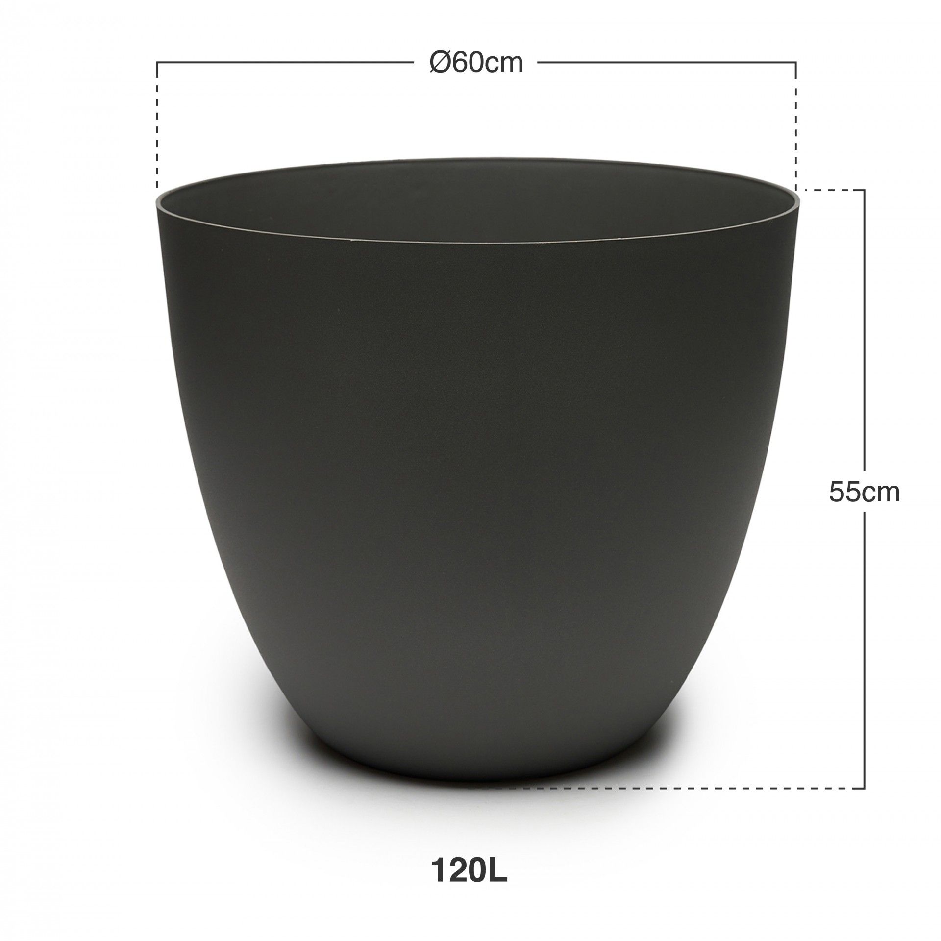 Vaso Plástico Tes Antracite Ø60x55cm