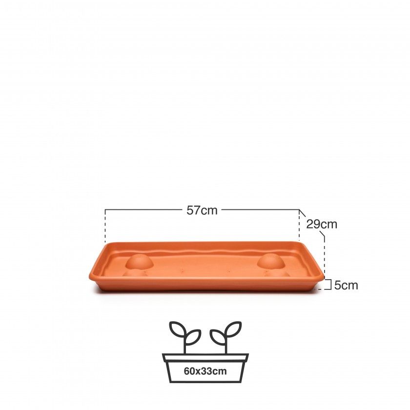 Prato Para Floreira Terra Terracota 57X29cm Prato Para Floreira Terra Terracota 57X29cm