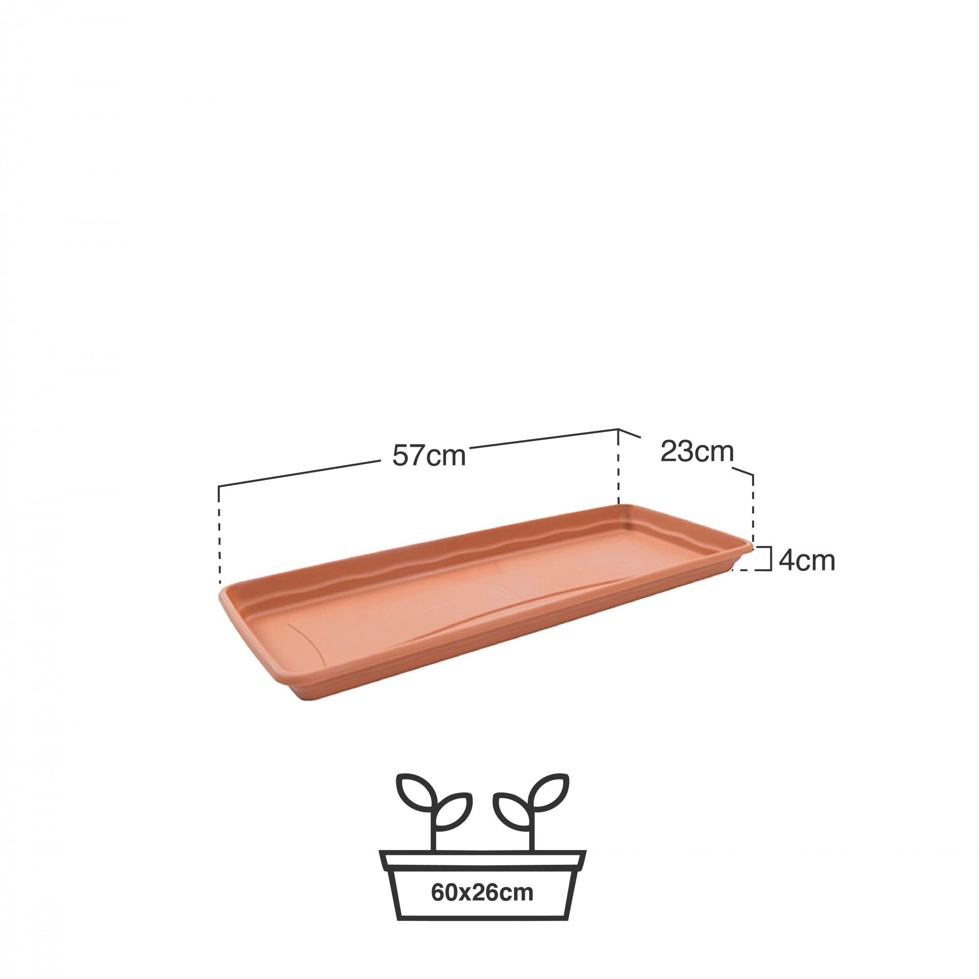 Prato Para Floreira Terra Terracota 57X23cm