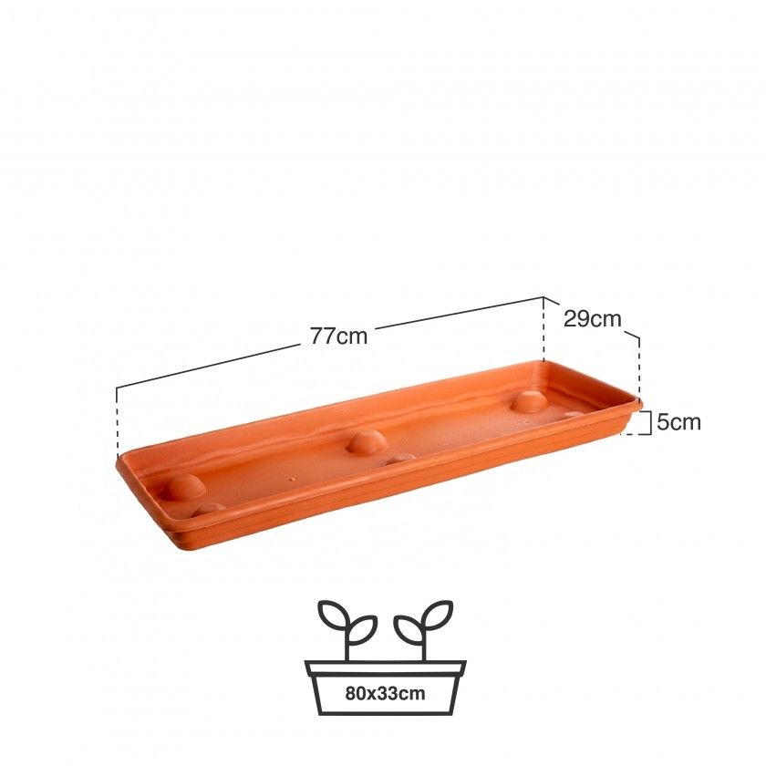 Prato Para Floreira Terra Terracota 77X29cm Prato Para Floreira Terra Terracota 77X29cm
