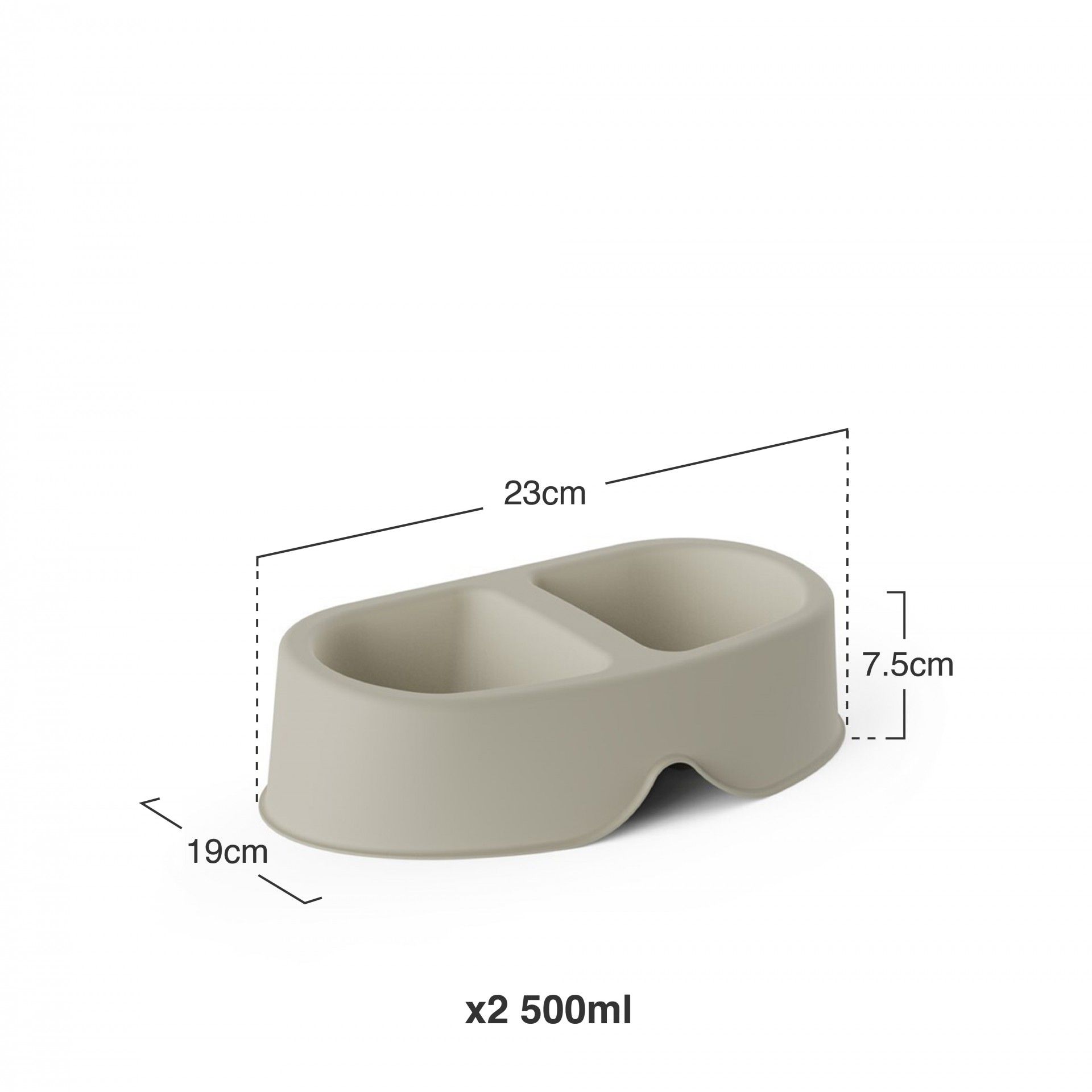 Comedouro Duplo Plástico 2X500ml 23X19X7.5cm