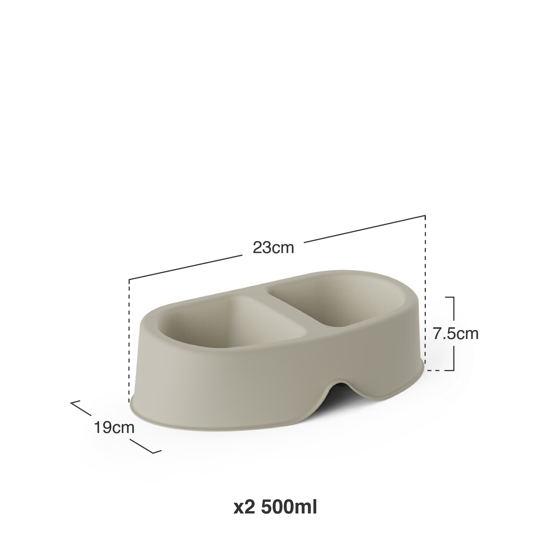 Comedouro Duplo Plástico 2X500ml 23X19X7.5cm
