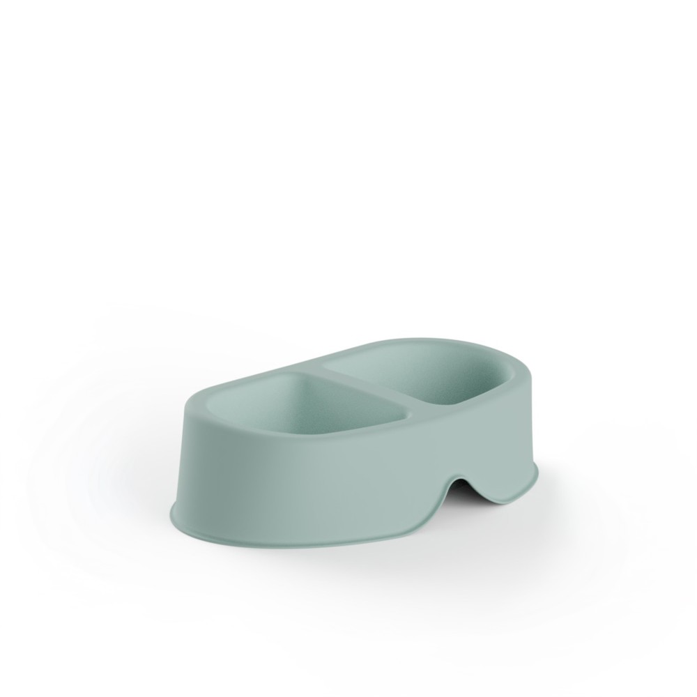 Comedouro Duplo Pl�stico Menta  2X500ml 23X19X7.5cm