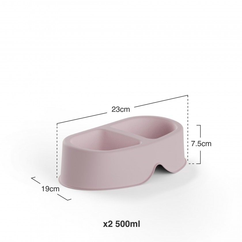 Comedouro Duplo Pl�stico Rosa 2X500ml 23X19X7.5cm