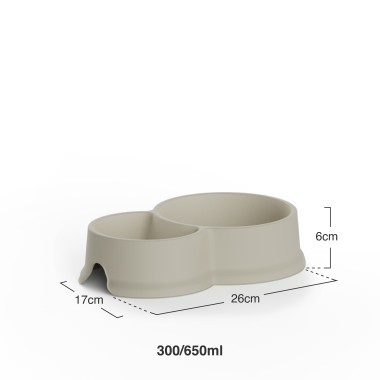 Comedouro Duplo Pl�stico Cru 300/650ml