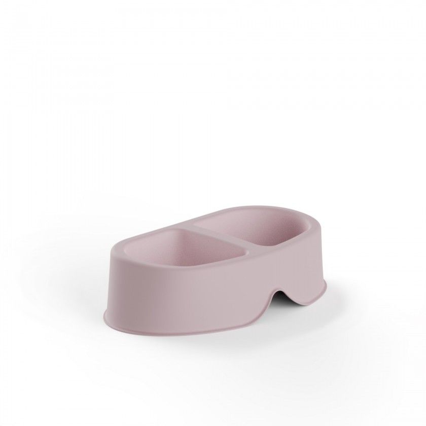 Comedouro Duplo Pl�stico Rosa 2X500ml 23X19X7.5cm