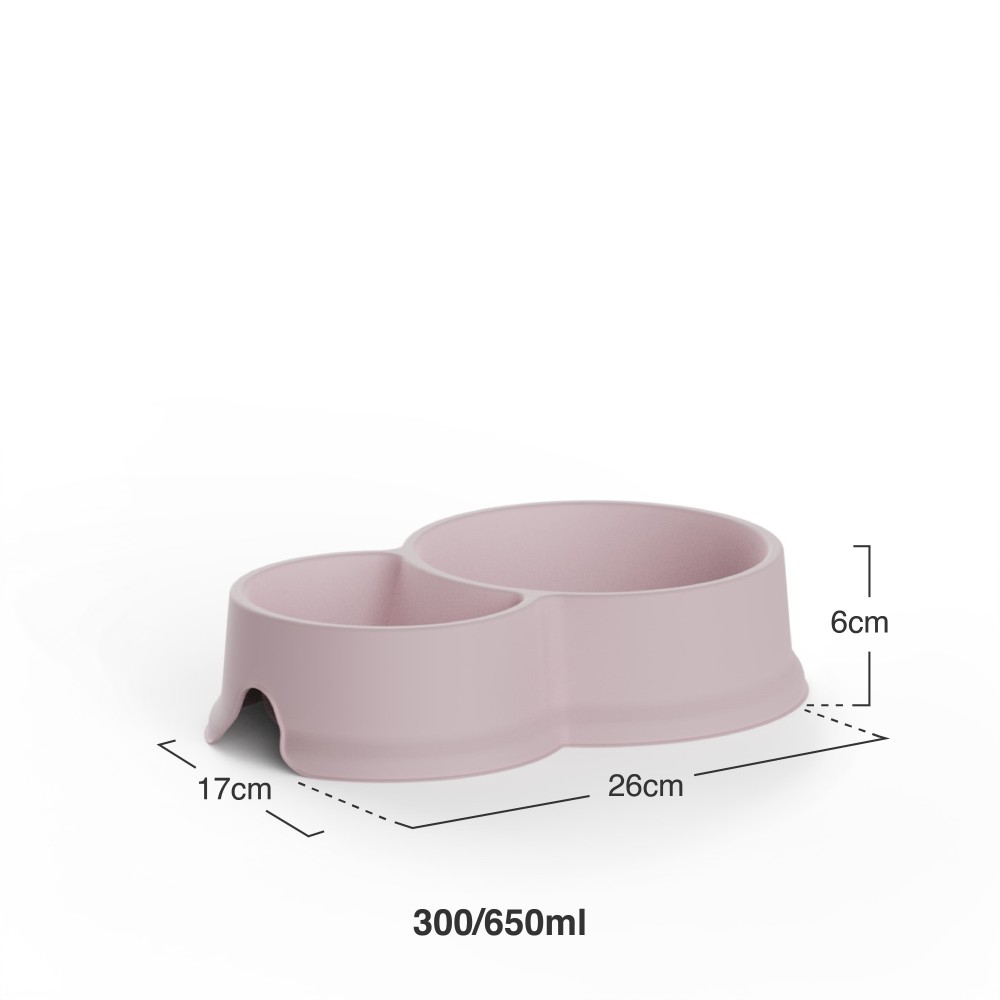 Comedouro Duplo Plástico Rosa 300/650ml