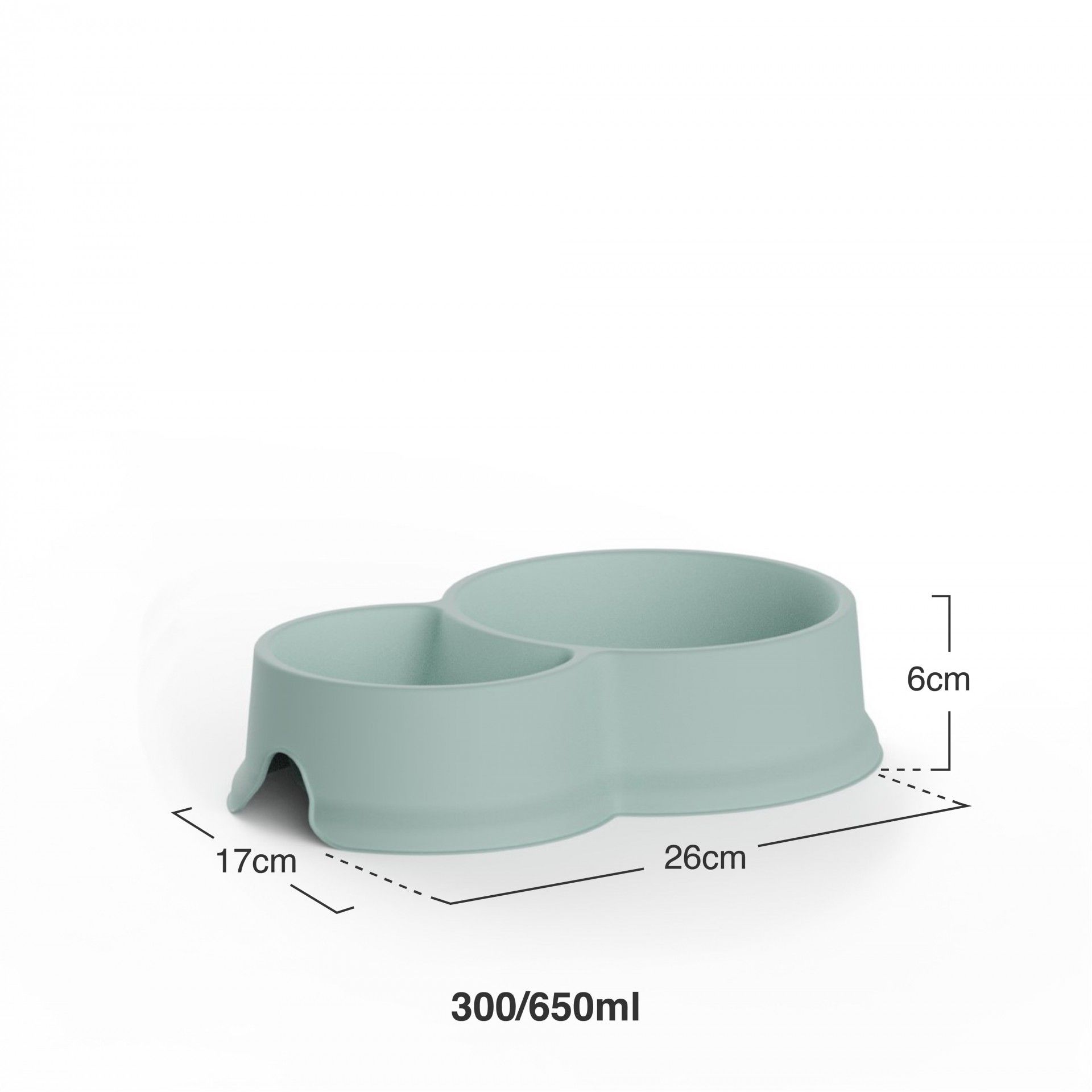 Comedouro Duplo Plástico Menta 300/650ml