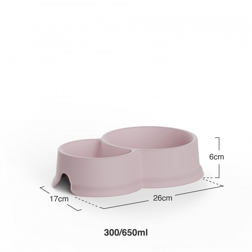 Comedouro Duplo Plástico Rosa 300/650ml Comedouro Duplo Plástico Rosa 300/650ml