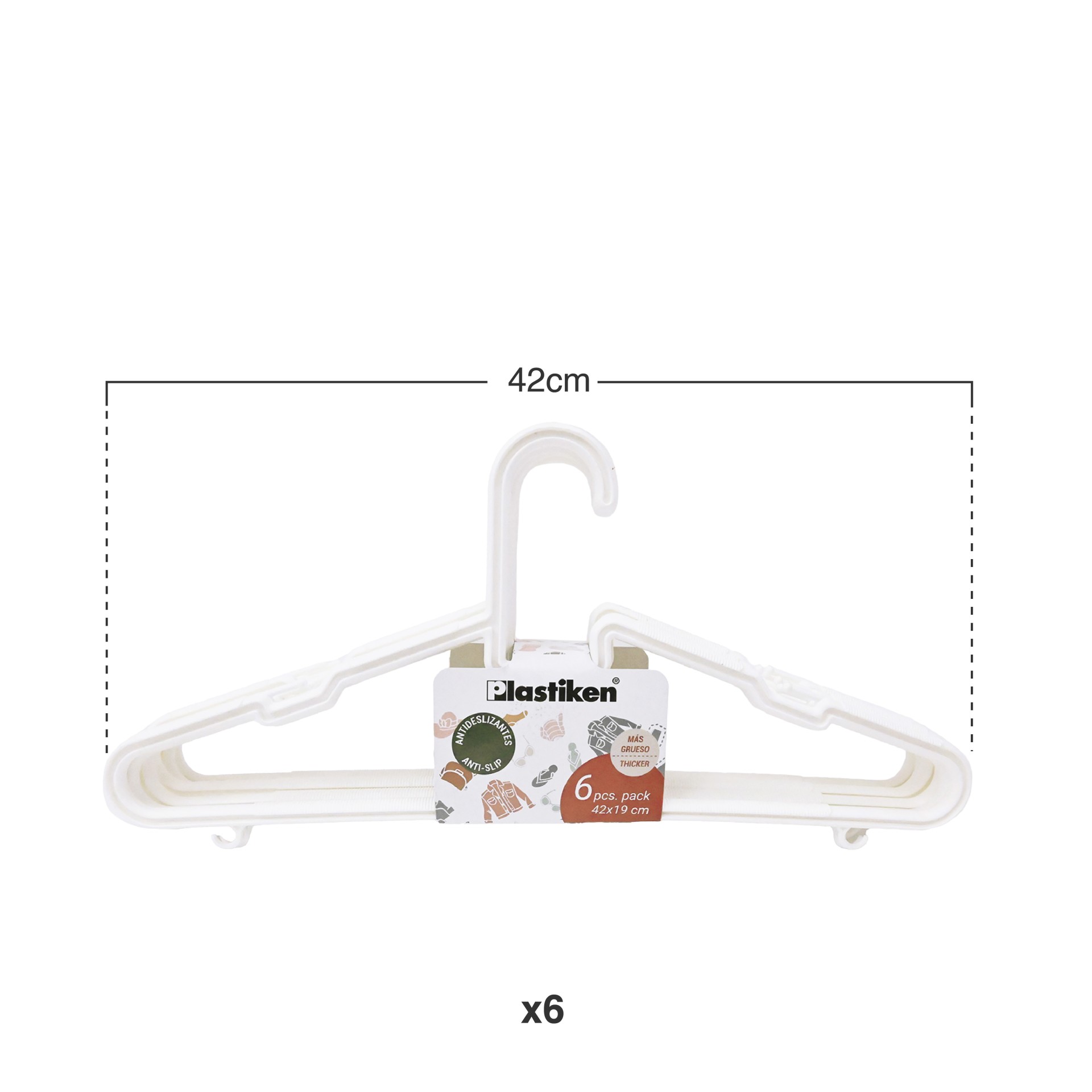 Cabide Plástico 42cm Pack 6