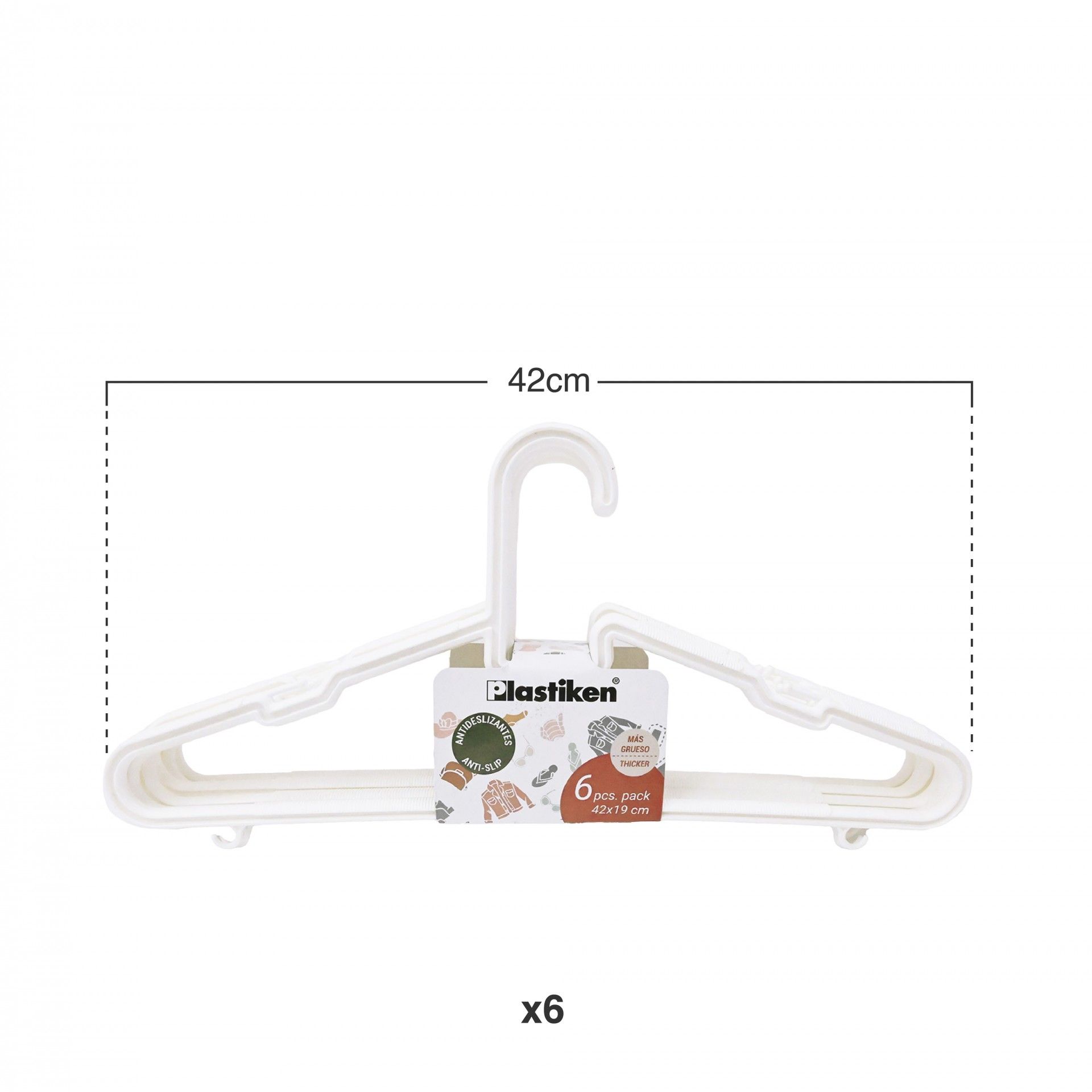 Cabide Plástico 42cm Pack 6