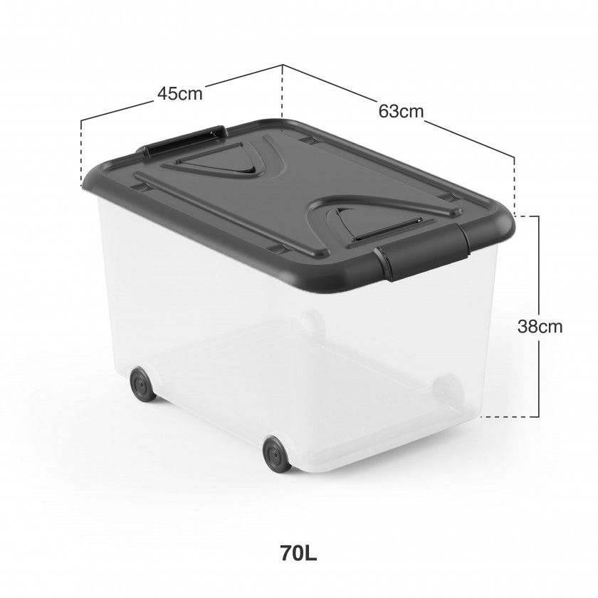 Caixa Arrumos Nature Antracite 70l 63X45X28cm Caixa Arrumos Nature Antracite 70l 63X45X28cm