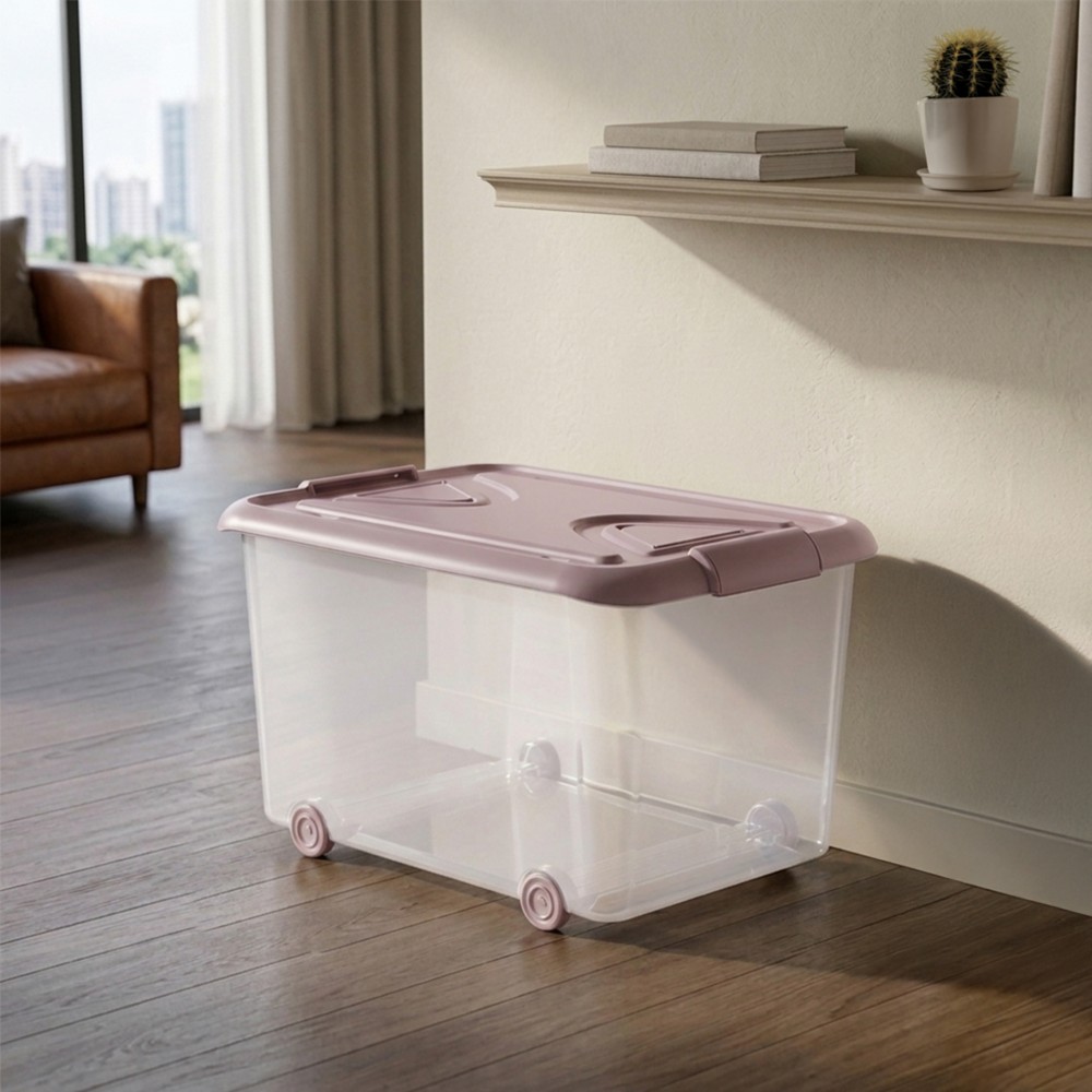 Caixa Arrumos Nature Rosa 70l 63X45X28cm