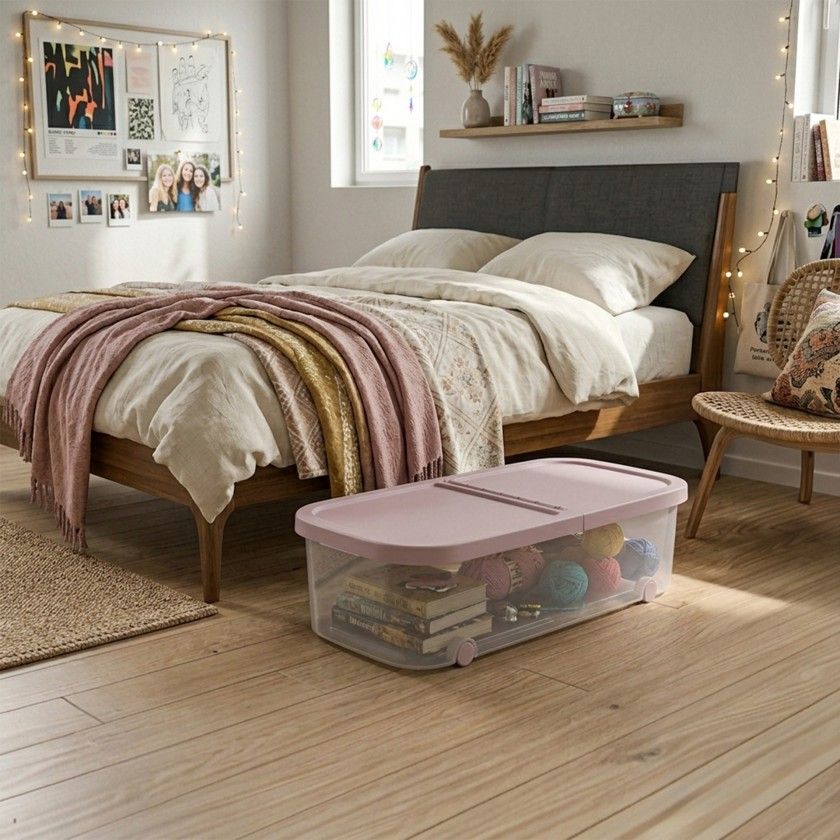 Caixa Arrumos Fresh Rosa 44l 79X39X20cm Caixa Arrumos Fresh Rosa 44l 79X39X20cm