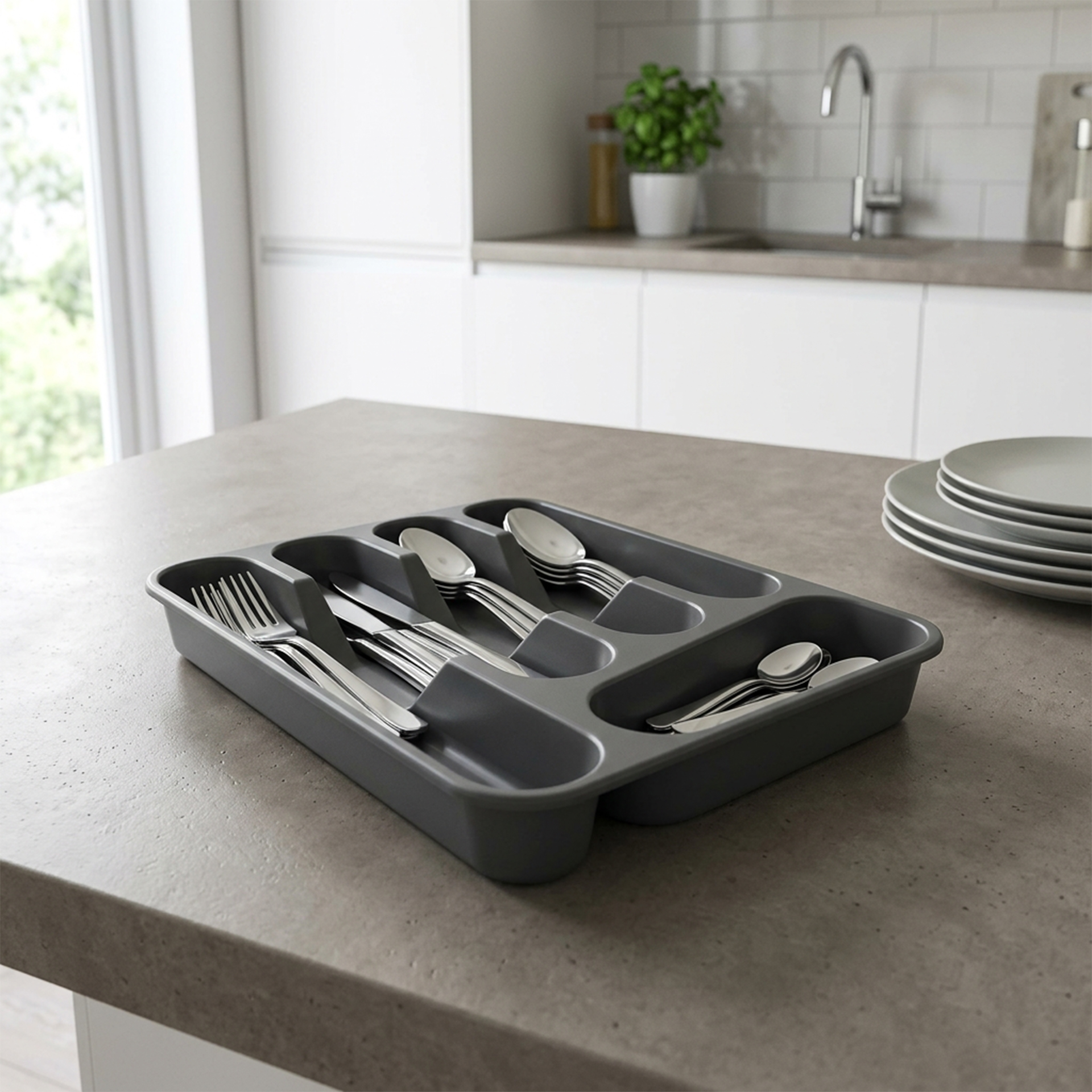 Suporte Talheres Antracite 33X26X5cm