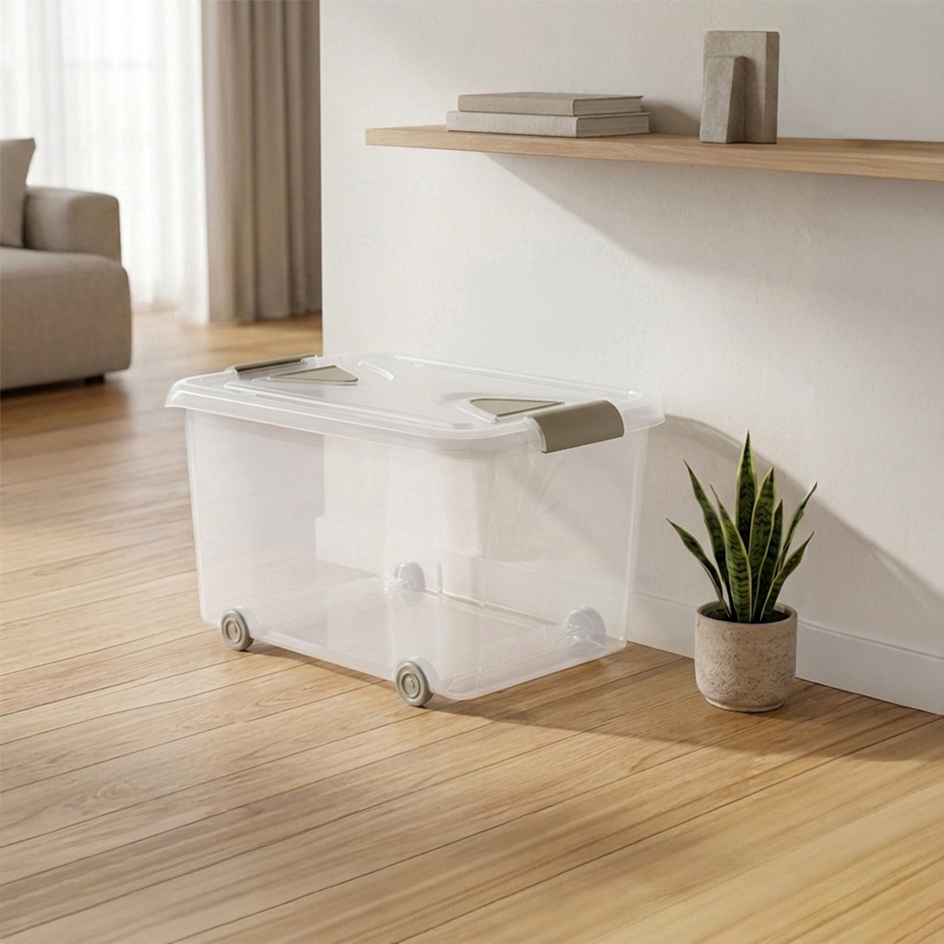 Caixa Arrumos Smart Transparente Ecru 70l 50X37.5X30cm