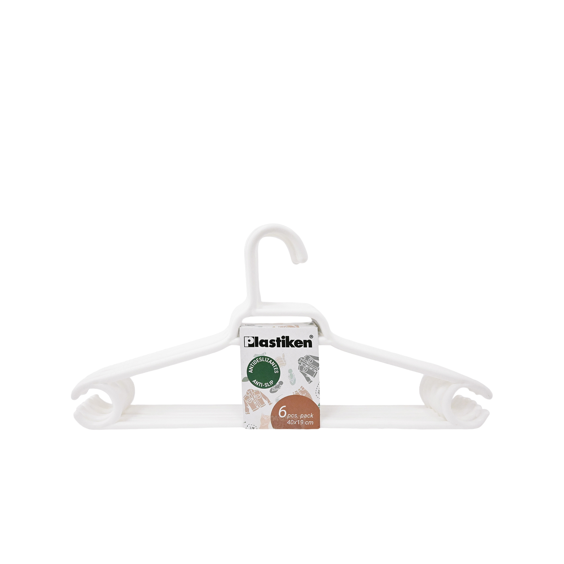 Cabide Plástico Branco 40cm Pack 6