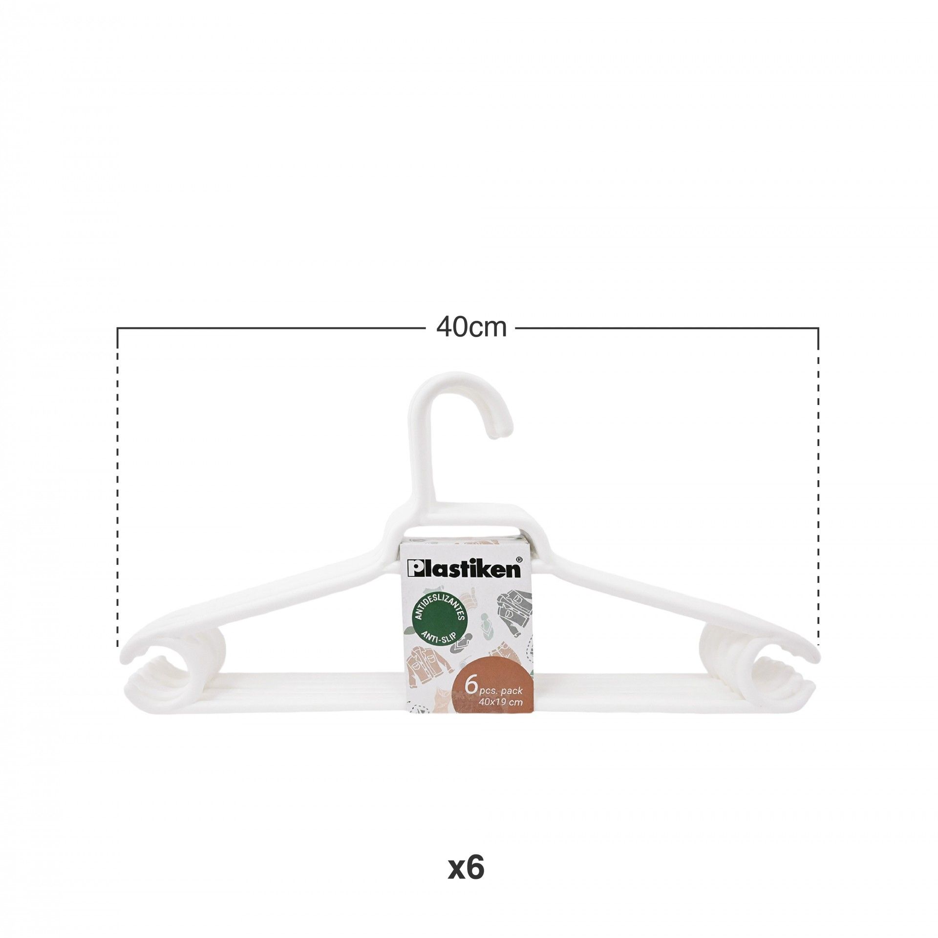 Cabide Plástico Branco 40cm Pack 6