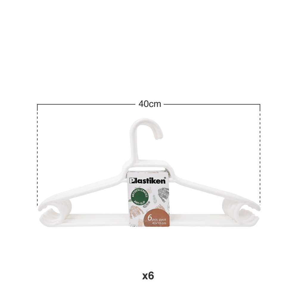 Cabide Plástico Branco 40cm Pack 6