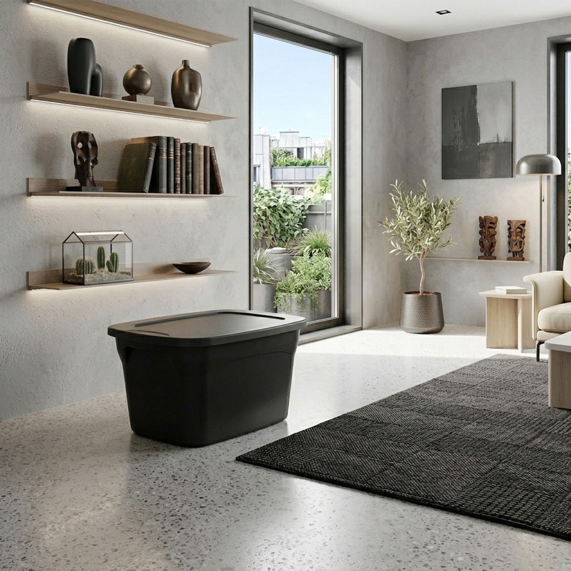 Caixa Arrumos Smart Preto 35l 50X37.5X30cm