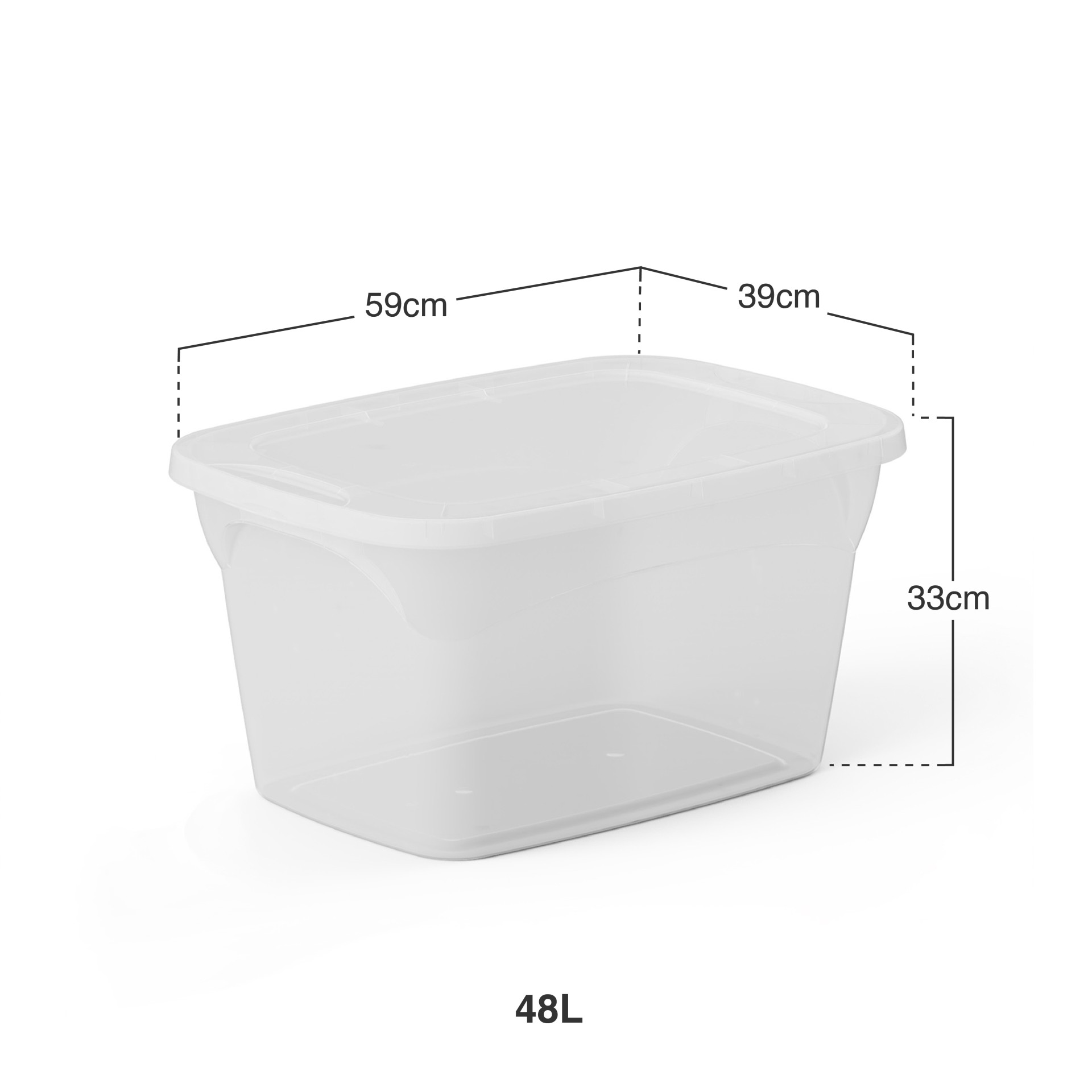 Caixa Arrumos Smart L Transparente 48l 59X39x33cm