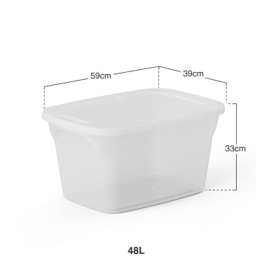 Caixa Arrumos Smart L Transparente 48l 59X39x33cm