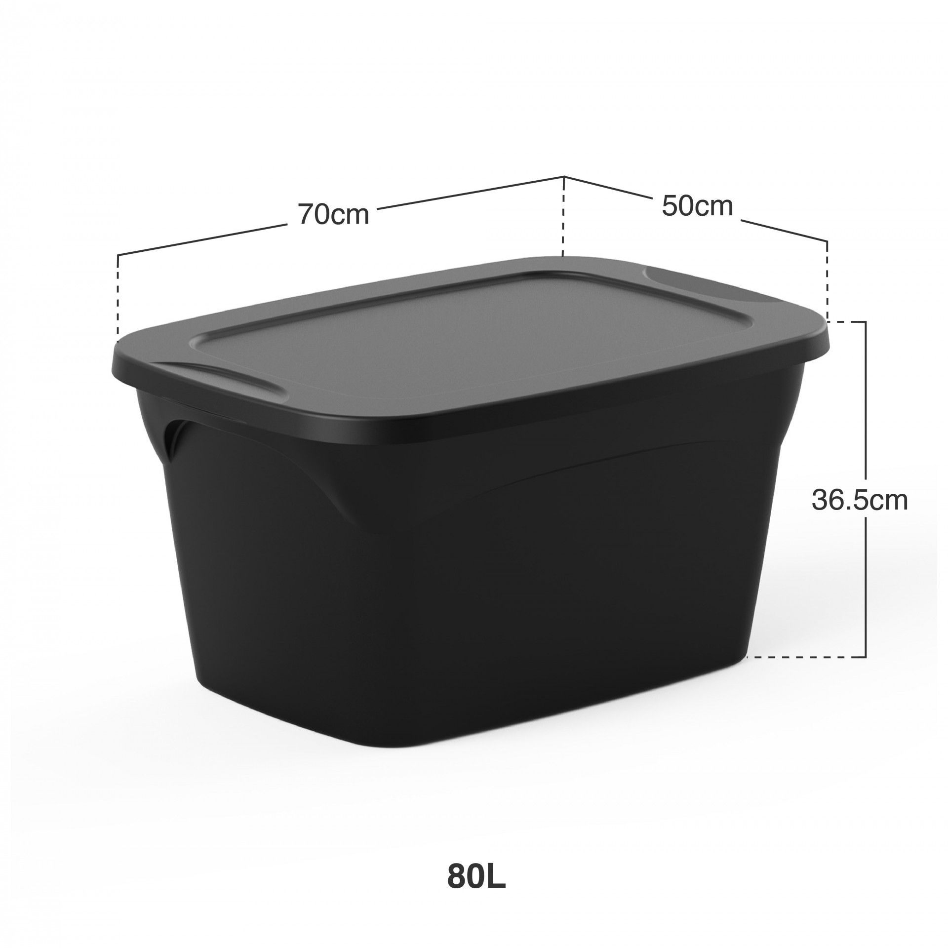 Caixa Arrumos Smart L Preto 80l 70X50X36.5cm