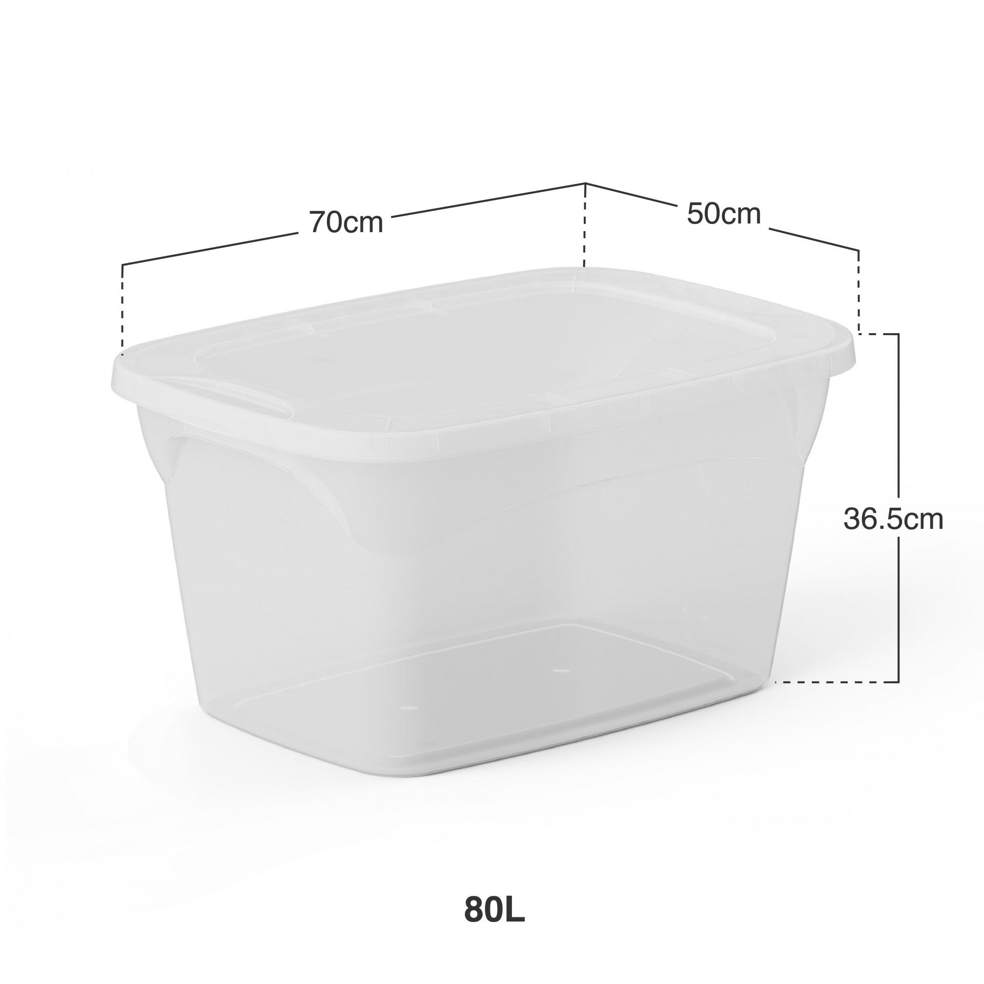 Caixa Arrumos Smart L Transparente 80l 70X50X36.5cm