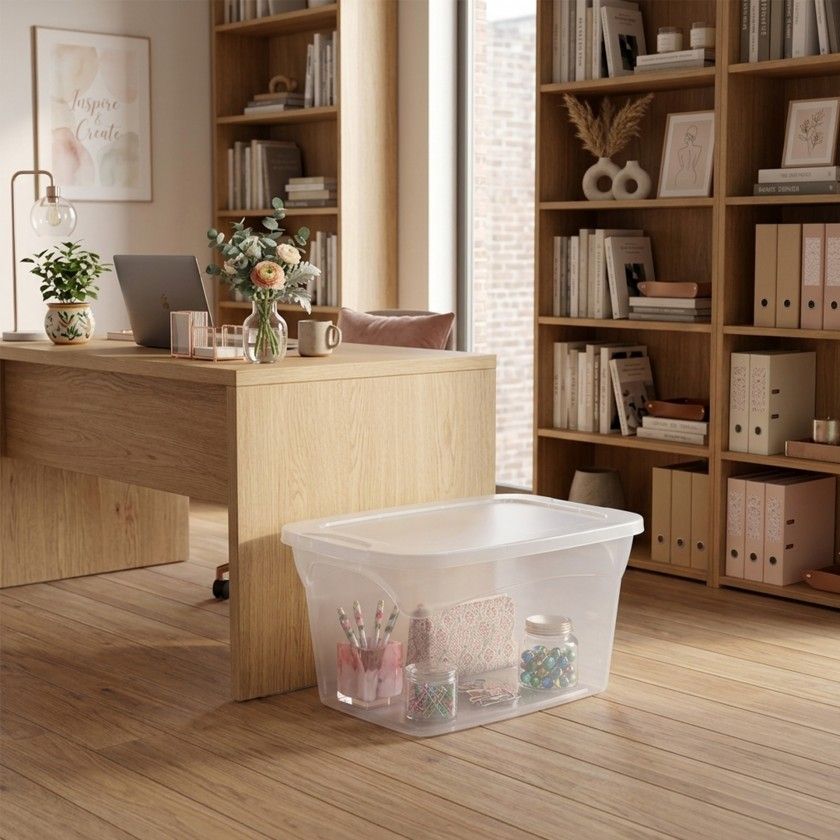 Caixa Arrumos Smart L Transparente 80l 70X50X36.5cm Caixa Arrumos Smart L Transparente 80l 70X50X36.5cm