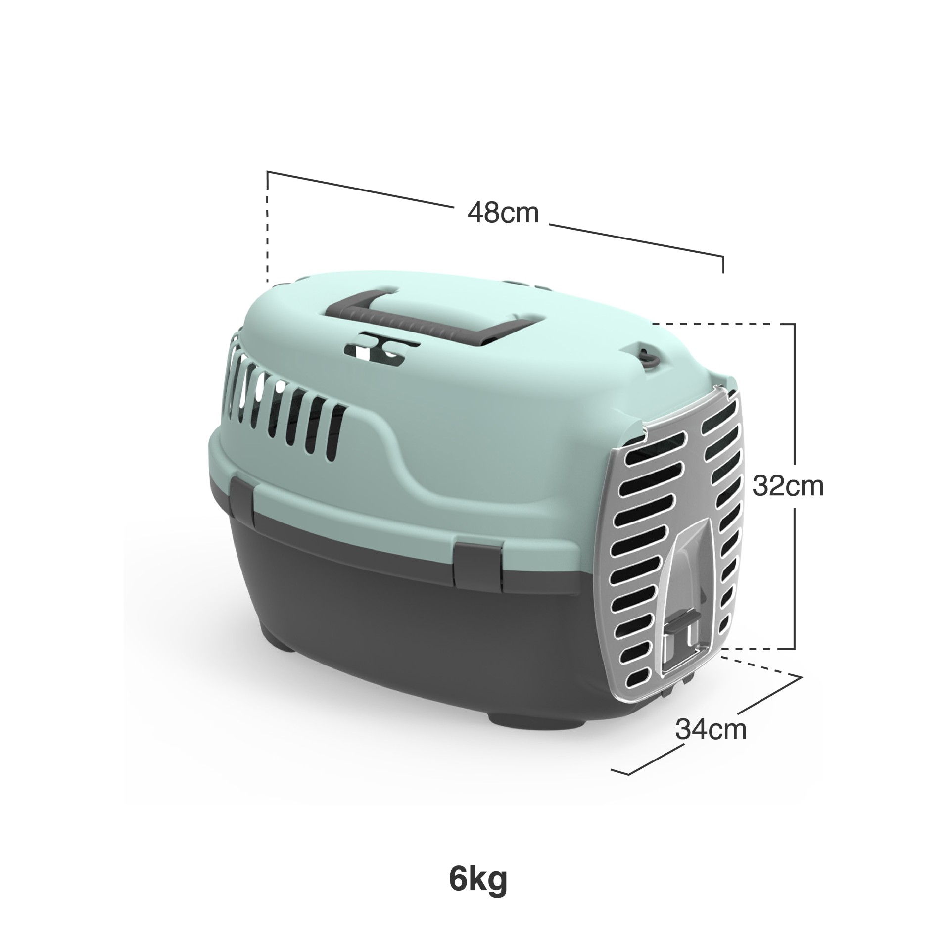 Caixa Transporte Animal Menta 48X34X32cm