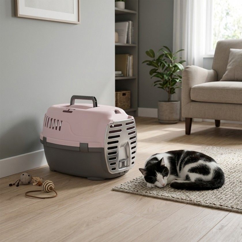Caixa Transporte Animal Rosa 48X34X32cm