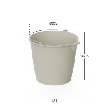 Balde Plástico Asa Metal Cru 13l Ø33X26cm