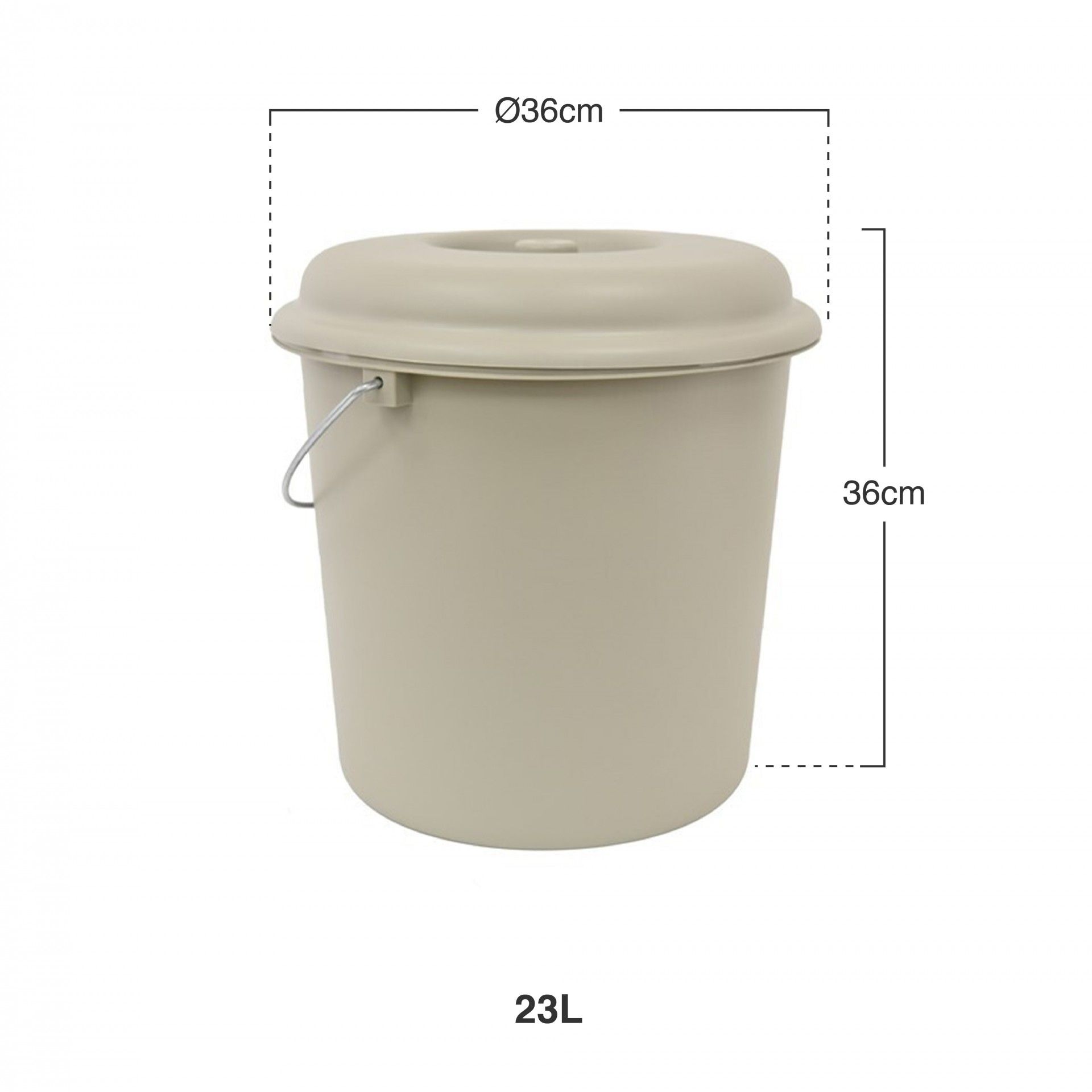 Balde Com Tampa Nature Bege 23l Ø36X36cm