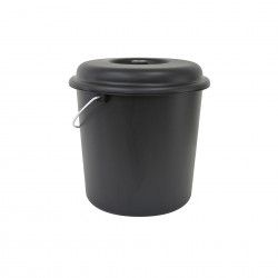 Balde Com Tampa Nature Preto 23l Ø36X36cm Balde Com Tampa Nature Preto 23l Ø36X36cm