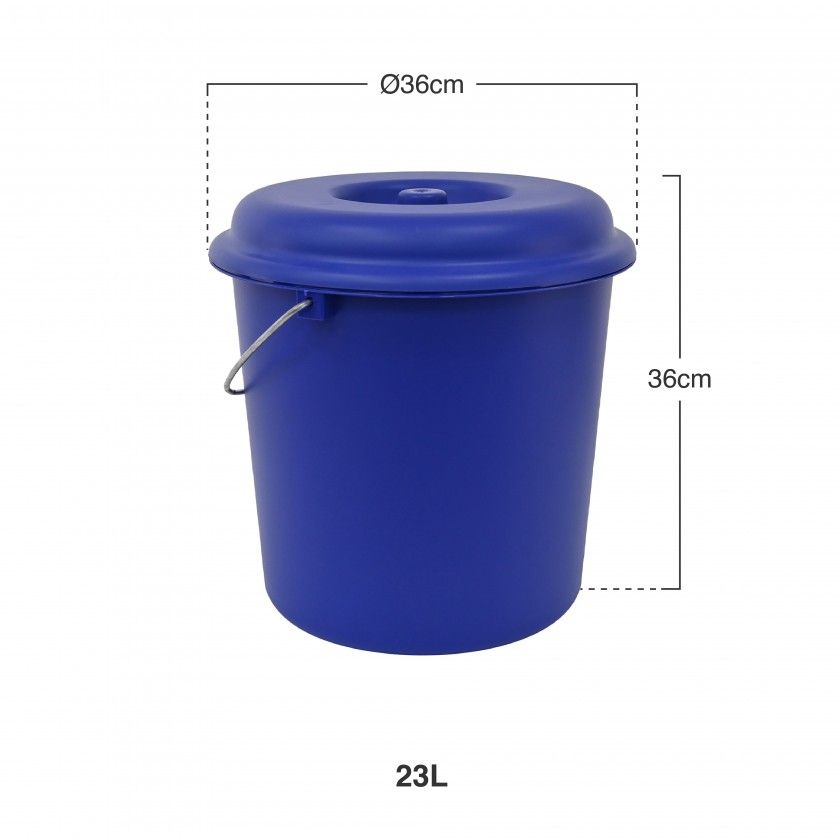 Balde Com Tampa Nature Azul Forte 23l Ø36X36cm Balde Com Tampa Nature Azul Forte 23l Ø36X36cm