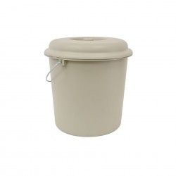 Balde Com Tampa Nature Bege 23l Ø36X36cm Balde Com Tampa Nature Bege 23l Ø36X36cm