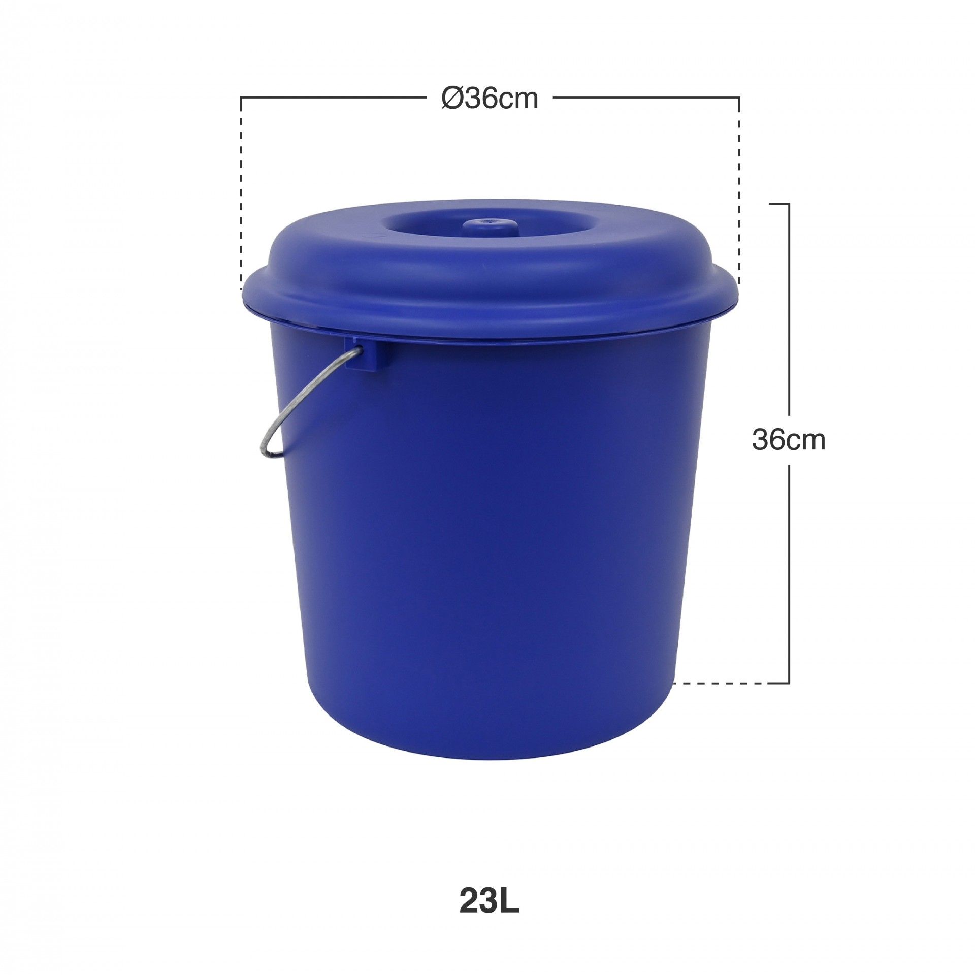 Balde Com Tampa Nature Azul Forte 23l Ø36X36cm