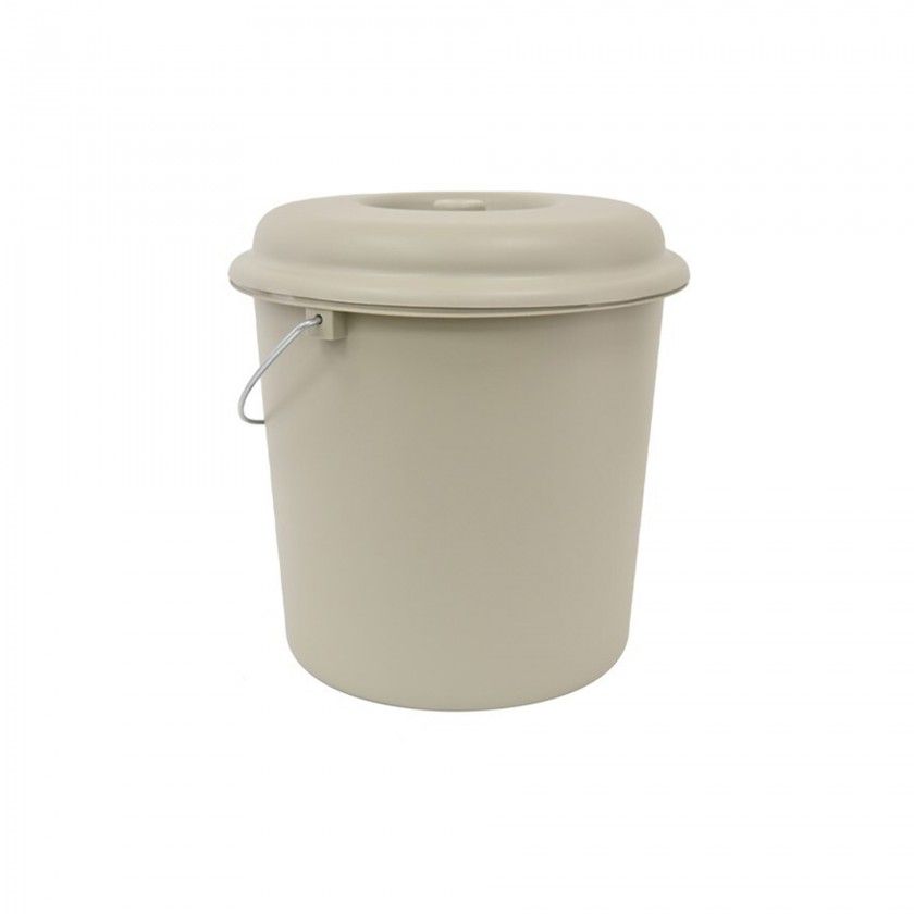Balde Com Tampa Nature Bege 23l Ø36X36cm Balde Com Tampa Nature Bege 23l Ø36X36cm
