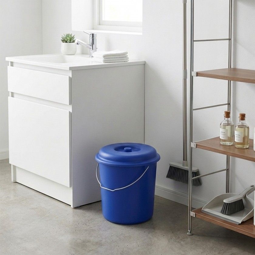 Balde Com Tampa Nature Azul Forte 23l �36X36cm